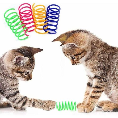 Longziming - Katzen-Frühlingsspielzeug, Frühlings-Katzenspielzeug, Spiralfeder-Spielzeug, buntes Frühlings-Katzenspielzeug, interaktives