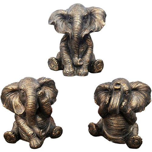 Signes Grimalt - 3U Afrikanische Elefanten und Elefanten, graue Elefantenfigur, 15 x 14 x 13 cm - Gris