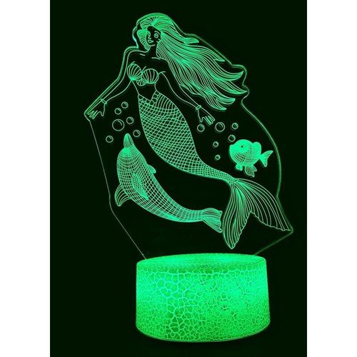 Das Meerjungfrau-Nachtlicht für Kinder Spielzeug-Nachtlicht für Mädchen 3D-Lampe 16 Farbwechsel mit Fernbedienung (Meerjungfrau a)