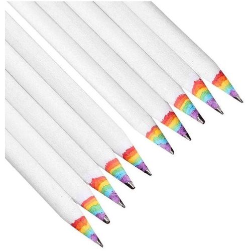 Northix - 10x Bleistifte mit Regenbogenfarben - Weiß