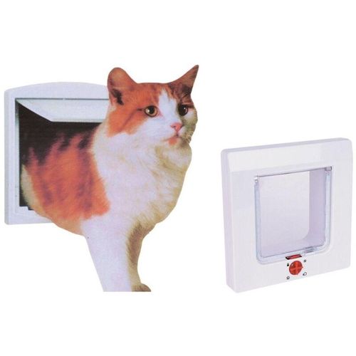 Buri - 4-Wege Katzenklappe Katzentür Katze Katzen Klappe Sicherheitssperre Magnet neu