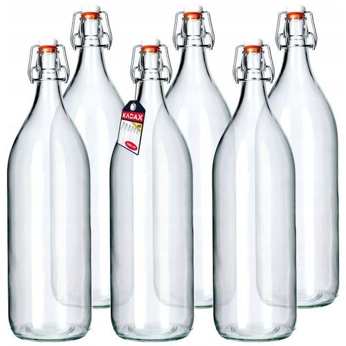 Kadax - Glasflasche, Obstlikörflasche, vintage Flasche aus Sodaglas, transparente Bügelflasche, Bügelv