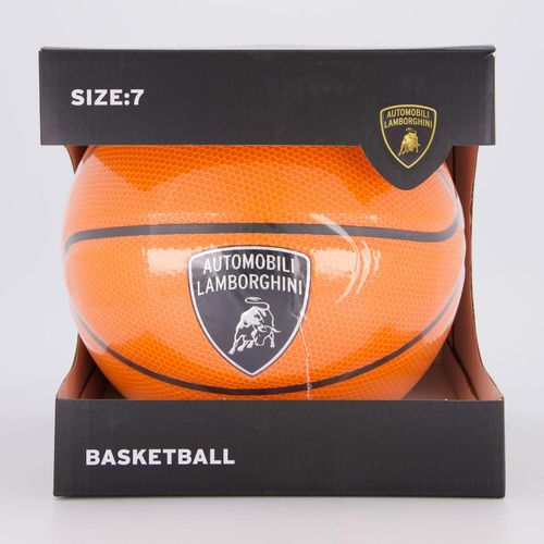 Orangefarbener Basketball mit Logo