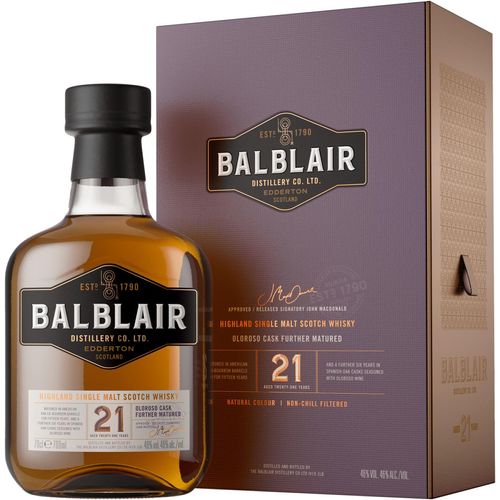 Balblair 21 Years Old Single Malt Scotch Whisky in Geschenkverpackung