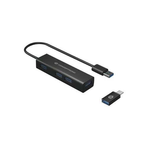 Conceptronics Conceptronic HUBBIES06B - hub - 4 ports USB-Hubs - USB 3.2 - 4 - Schwarz