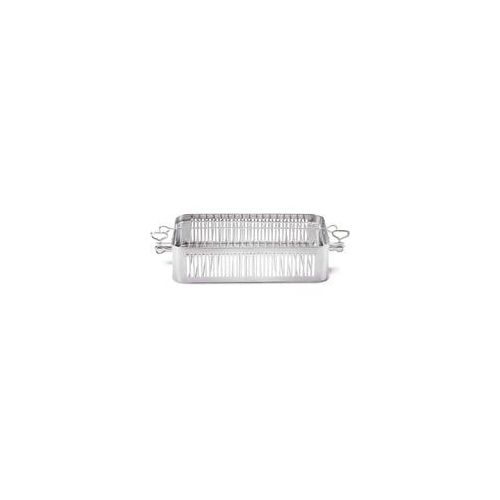 Edelstahl Drehspieß-Grillkorb silber, verstellbar