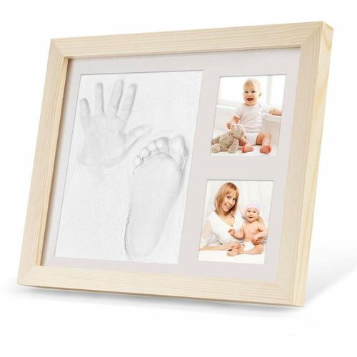 Minkurow - Handabdruck und Baby-Fußabdruck, Baby-Fotorahmen aus Holz mit Pflaster, Baby-Fuß- oder Handabdruck-Set, Baby-Handabdruck, ideales