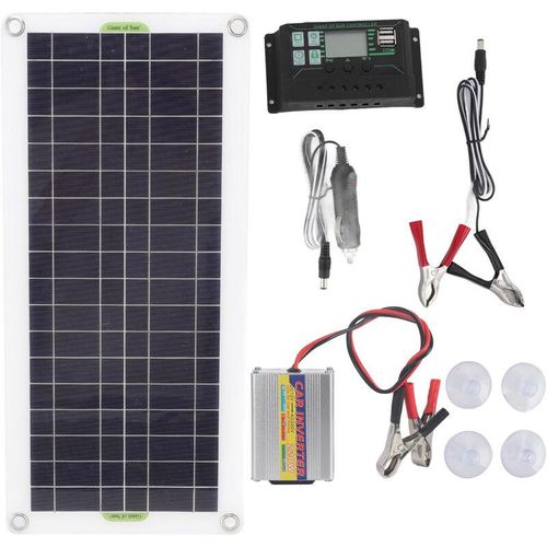 12V bis 220V 30W Solar-Ladepanel 220W Solar-Wechselrichter-Batterieladegert-Kit für Camping Wandern 10A - Eosnow