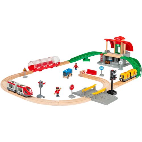 Spielzeug-Eisenbahn BRIO "BRIO WORLD, Großes City Bahnhof Set" Spielzeugfahrzeuge bunt Kinder Ab 3-5 Jahren