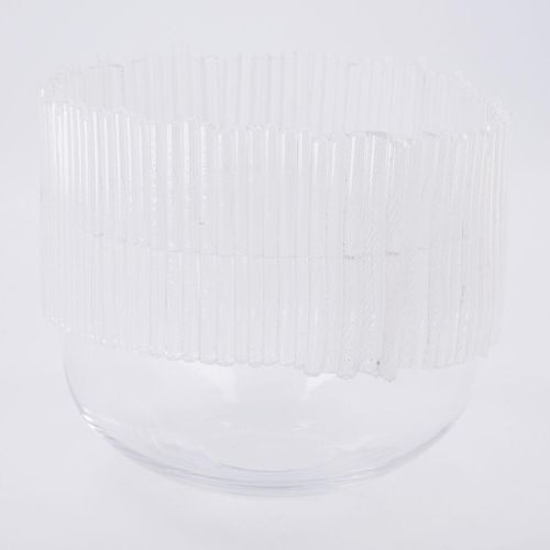 Transparente runde Vase mit verschönerten Seiten 19x17cm