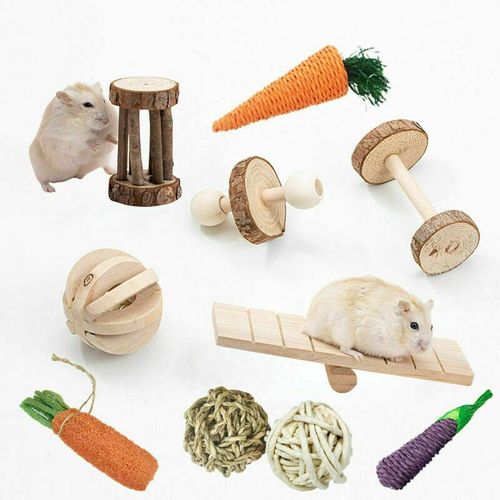 Hamster-Kauspielzeug-Set, natürliches Holz-Kauspielzeug, kleine Tiere, Meerschweinchen, Chinchilla, Papagei, Ratte, Kaninchen, Zahnpflege, Spielen