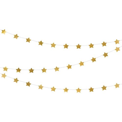 Papiergirlande "Sterne", gold, 3,6 Meter