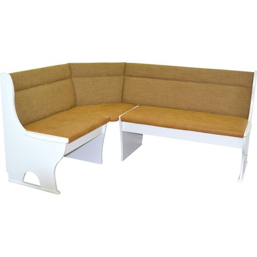 Eckbank HOFMANN LIVING AND MORE Sitzbänke Gr. B/H/T: 165cm x 85cm x 58cm, Polyester, gelb (gelb, weiß)