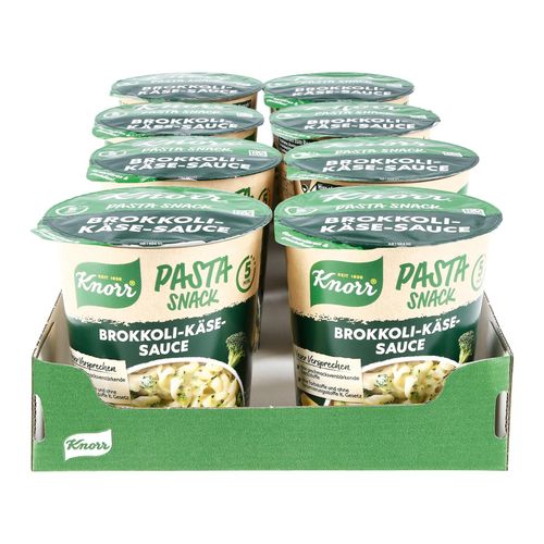 Knorr Snack Becher Pasta in Brokkoli-Käse-Sauce 62 g, 8er Pack