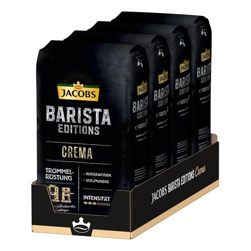 Jacobs Kaffeebohnen Barista Crema 1 kg, 4er Pack