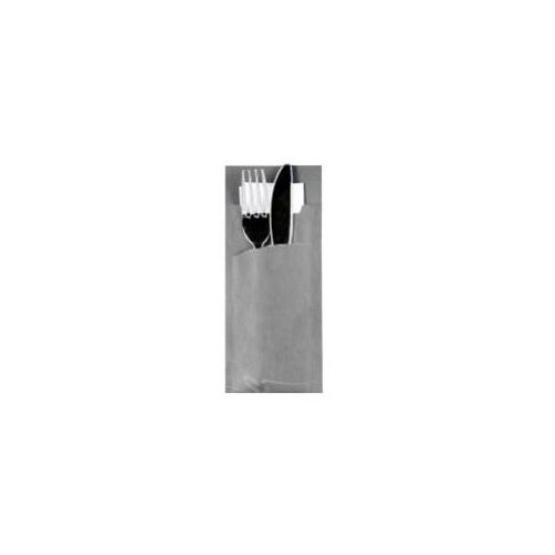 Gastro Papstar Bestecktasche Stripes - grau inkl. weißer Serviette