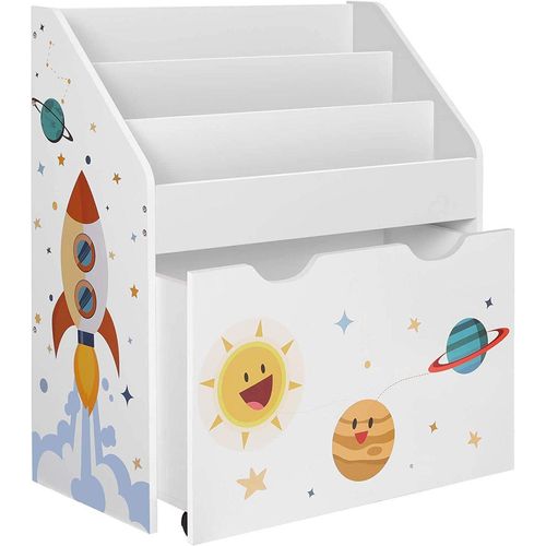 Spielzeugregal & Bücherregal für Kinder, Kinderzimmerregal mit 3 Fächern Spielzeugkiste weiß