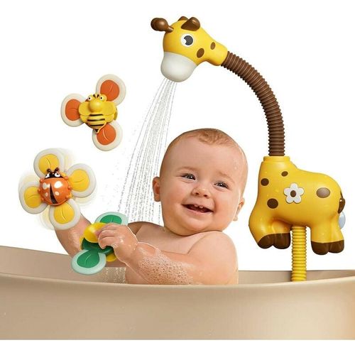 Kinsi - Baby Badespielzeug Set, Duschkopf mit 3er Set Saugspielzeug