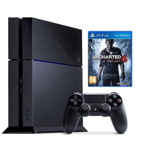 PlayStation 4 1000GB - Schwarz + Uncharted 4