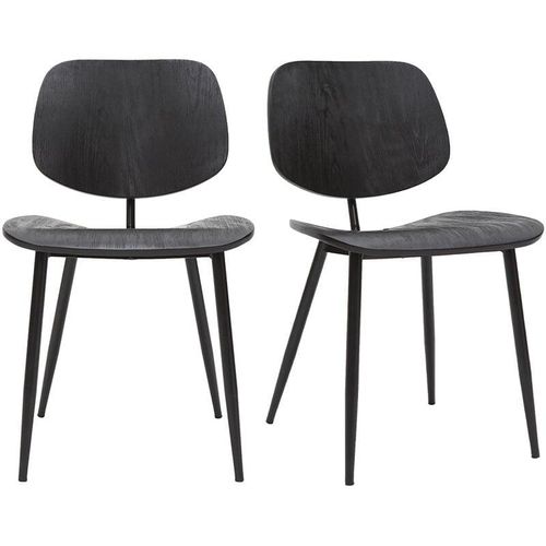 Stühle schwarzes Holz und schwarzes Metall (2er-Set) tobias - Schwarz