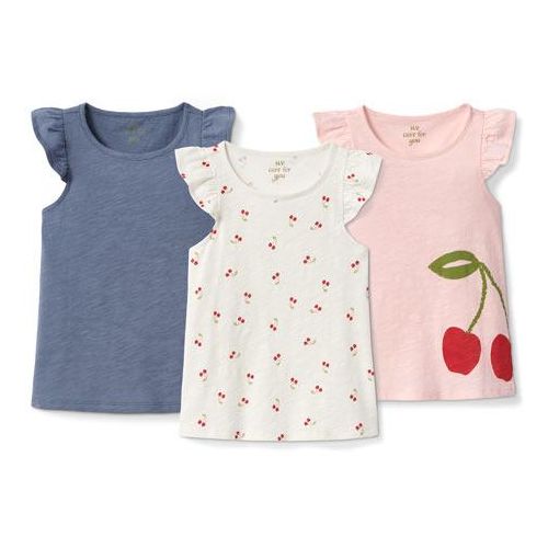3 Mädchen-Shirts - Weiss - Kinder - Gr.: 98/104