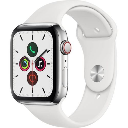 Apple Watch (Series 5) 2019 GPS + Cellular 44 mm - Aluminium Silber - Weiß