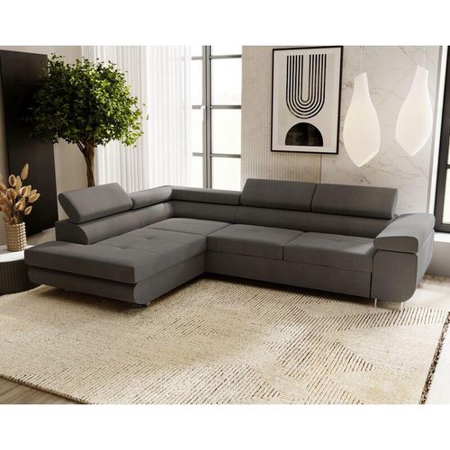 Emporius - Ecksofa 275 cm Sorlo - Sofa mit Schlaffunktion - verstellbare Kopfstützen, Ecksofa mit Bettkasten, Sofa L-Form - Ottomane links