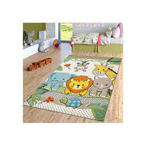 Kinderteppich Kinderzimmer Kurzflor Teppich Motiv Afrika Tiere