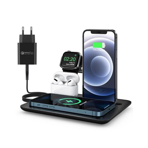 Wisam Smartphone-Dockingstation Wisam® 4 in 1 Multifunktion 15W QI Ladestation für Airpods Apple Watch