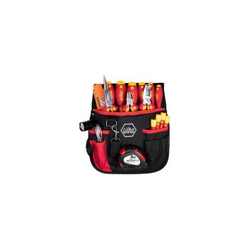 Werkzeug Set Elektriker, gemischt, Werkzeug-Set rot/gelb, 18-teilig, mit Gürteltasche