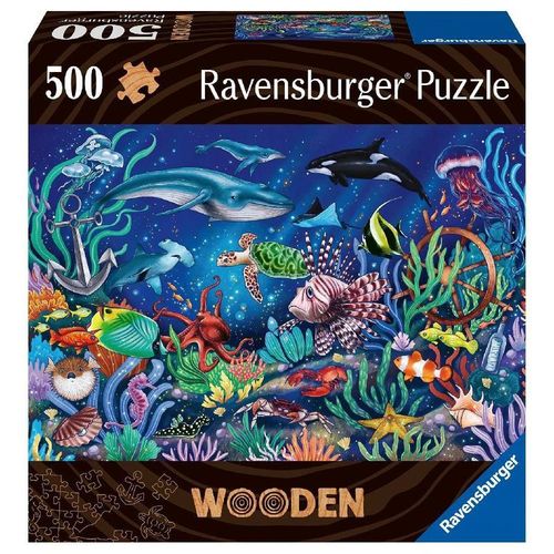 Ravensburger Puzzle 17515 - Unten im Meer - 500 Teile Holzpuzzle für Kinder und Erwachsene ab 14 Jahren, mit stabilen, individuellen Puzzleteilen und