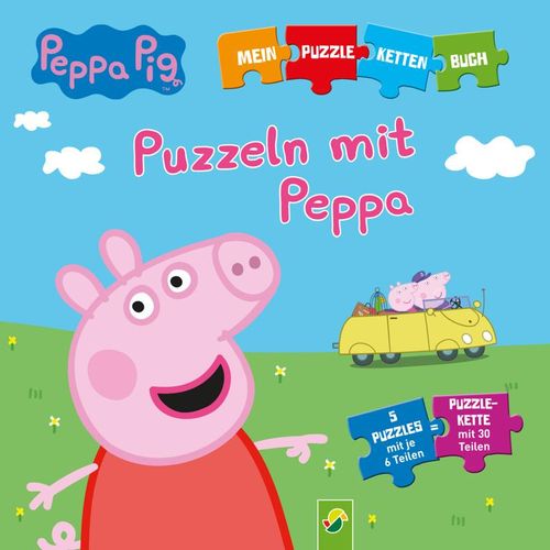 Peppa Pig - Puzzeln mit Peppa. Puzzle-Ketten-Buch mit 5 Puzzles mit je 6 Teilen, Pappband