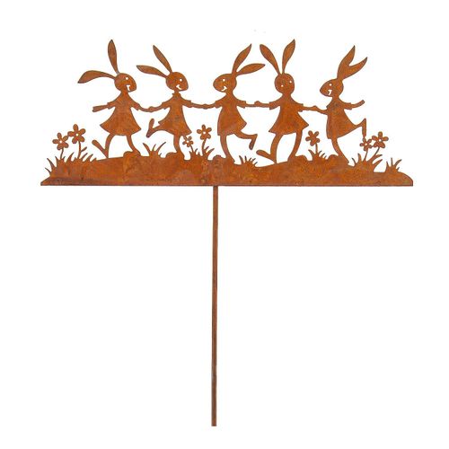 Rost-Hasenfamilie aus Metall, 20 cm