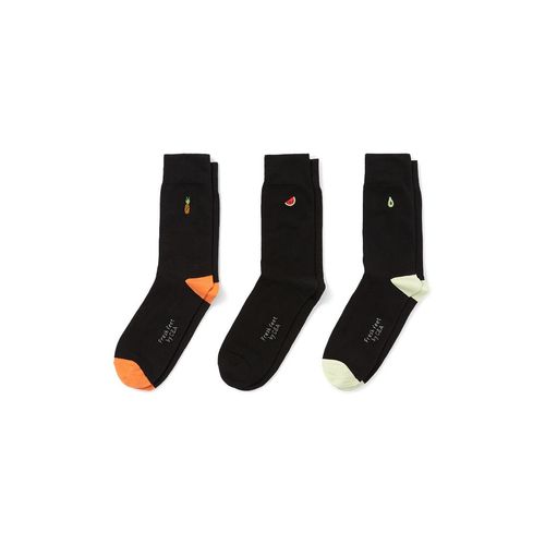 C&A Set van 3 paar-sokken met motief-vruchten, Zwart, Maat: 39-42