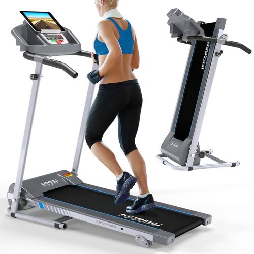 KINETIC SPORTS Elektrisches Laufband KST2700FX, Klappbares Laufband für Zuhause bis 10 km/h - Kraftvoller 1PS Motor, Tablet-Halterung, 12+1 Programme, LCD-Display, bis 120 kg Standard