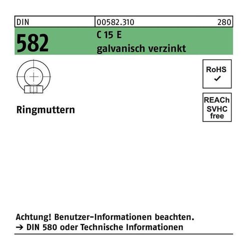 Ringmutter DIN 582 M 8 C 15 E galvanisch verzinkt galvanisch verzinkt