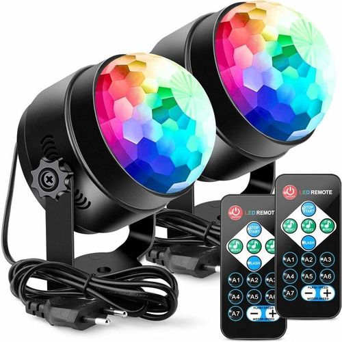 Discokugel Led Discolicht 6 Farben RGB LED Party Musikgesteuerte Discolichteffekte Discolicht 360° Licht HIASDFLS
