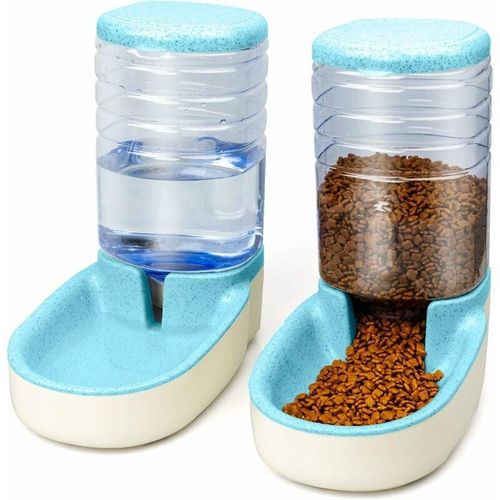 Katzenbrunnen Automatischer Katzenfutterspender Automatischer Wasser- und Futterspender 3,8 l für Katzen und Hunde (Futterspender + Wasserspender) –