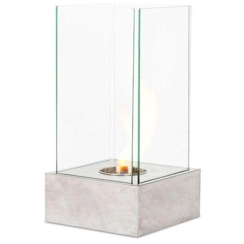 Design-Bioethanol-Standkamin in Grau-Chrom, 25 x 25 x h 65 cm