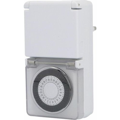 Tageszeitschaltuhr analog mini für Außen IP44 weiß Schaltuhr Zeitschaltuhr