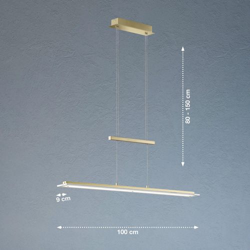 LED-Hängeleuchte Tenso, messingfarben, Länge 100 cm, CCT