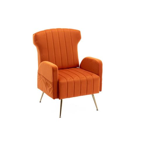 Accent Chair, Freizeit-Einzelstuhl mit goldenen Füßen Okwish Orange