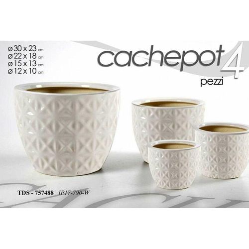 Chachepot Vasen Set 4-tlg. weiß dekoriert