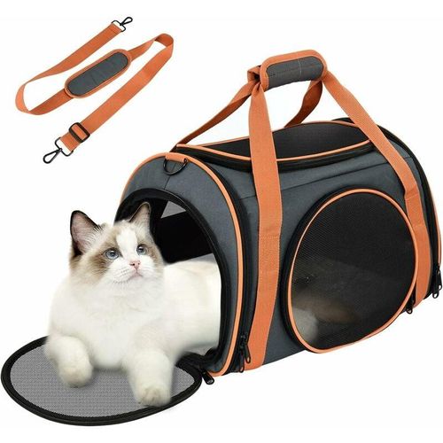 Rhafayre - Katzentragetasche, atmungsaktive faltbare Katzentragetasche, Katzentragetasche mit großem Platz, offene Katzentragetasche, herausnehmbare