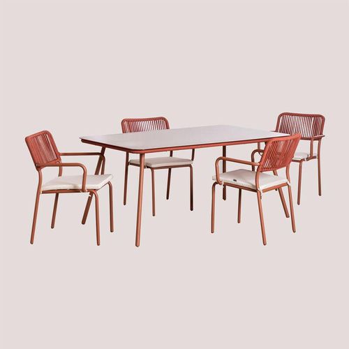 Garten-Set Tisch und 4 Stühle Arhiza Rote Dachziegel - Rote Dachziegel - Sklum
