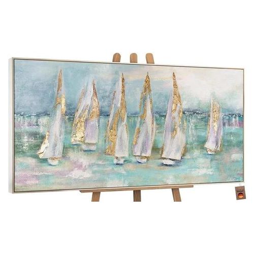 YS-Art Gemälde Segelboote, Meer, Leinwand Bild Handgemalt Segelboote am Meer Tür...