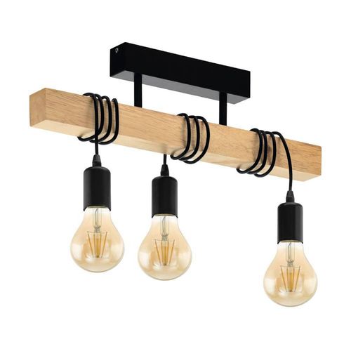 Deckenlampe Townshend aus Holz, 3-flammig schwarz