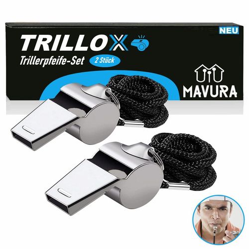 MAVURA Trillerpfeife TRILLOX Trillerpfeife Set Schiedsrichterpfeife Metall