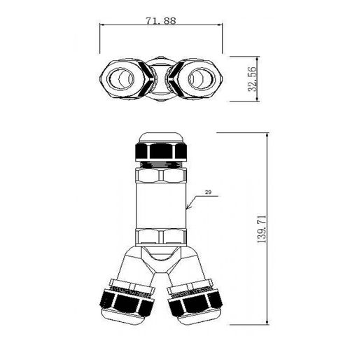 Outdoor-Multi-Y-Kabelverbinder für 3 Kabel 4-14mm