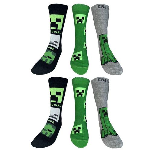 Minecraft Freizeitsocken MINECRAFT Kindersocken Jungen + Mädchen 6 Paar Gr.27/30 35/38 39/42 Minecraft Socken Kinder Jugendliche Jungen Mädchen